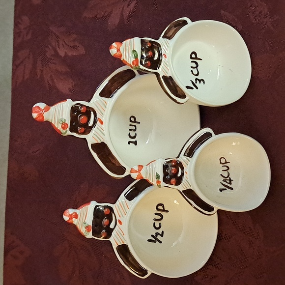 Vintage Glittering Goodies Ceramic Measuring Cups Gingerbread Men 4 pack - Picture 1 of 6